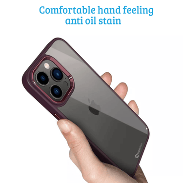 iPhone 15 Pro Case Cover - Non-Slippery, Clear & Hard, Shock & Scratch Protection With Rear Camera Lens Guard - Wine